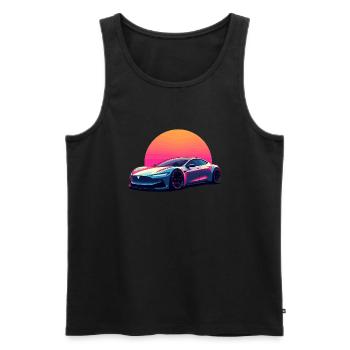 Electric Wave - Men's Premium Organic Tank Top - black - Front - Michal (187cm)