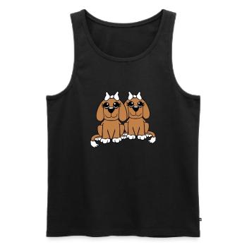 2 Équipe de chiens Deux amis Petites amies Couple Équipage - Débardeur bio Premium Homme - noir - Devant - AI Model Male 178 light (178cm)