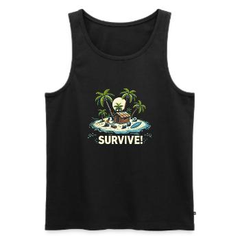 VACATION ON THE ISLAND - Men's Premium Organic Tank Top - black - Front - AI Model Male 178 light (178cm)