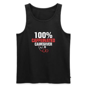 100% Caffeinated Caregiver Caregiving Carer - Männer Premium Bio Tank Top - Schwarz - Vorne - AI Model Male 178 light (178cm)