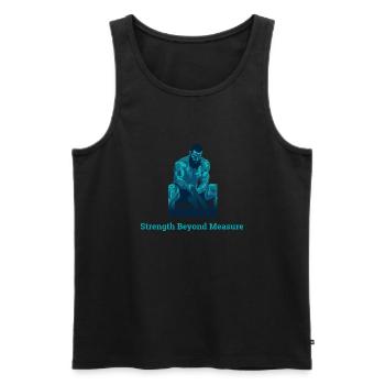 Strength Beyond Measure - Gymwear, Activewear - Men's Premium Organic Tank Top - black - Front - AI Model Male 178 light (178cm)