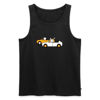 Hase Vogel Küken 2 Auto fahren Team Zwei Freunde - Männer Premium Bio Tank Top - Schwarz - Vorne - Michal (187cm)