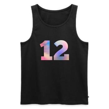 Numéro 12 coloré - Débardeur bio Premium Homme - noir - Devant - AI Model Male 178 light (178cm)