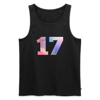 Bunte Zahl 17 - Männer Premium Bio Tank Top - Schwarz - Vorne - Michal (187cm)