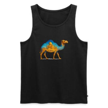 Camel Desert Palace - Men's Premium Organic Tank Top - black - Front - AI Model Male 178 light (178cm)