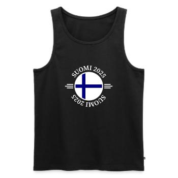 Finlande 2025 Suomi - Débardeur bio Premium Homme - noir - Devant - AI Model Male 178 light (178cm)