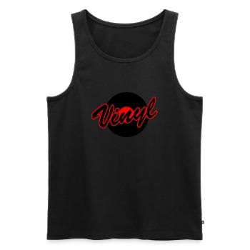 Vinyl mit Platte - Männer Premium Bio Tank Top - Schwarz - Vorne - AI Model Male 178 light (178cm)