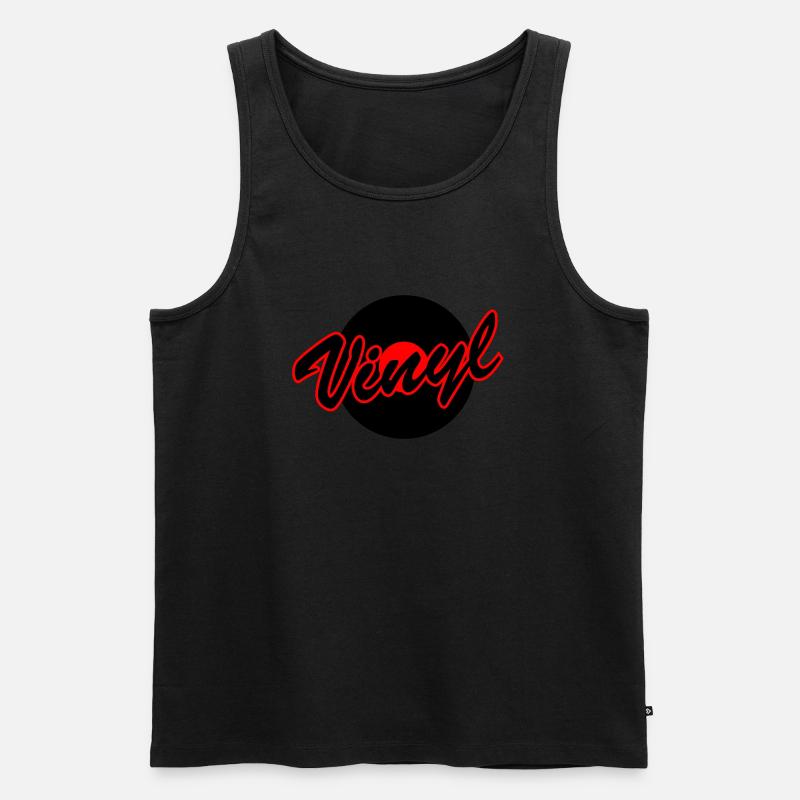 Vinyl mit Platte - Männer Premium Bio Tank Top - Schwarz