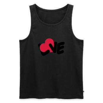 Texte d’amour Logo de la Saint-Valentin Déclaration d’amour du cœur - Débardeur bio Premium Homme - noir - Devant - Michal (187cm)