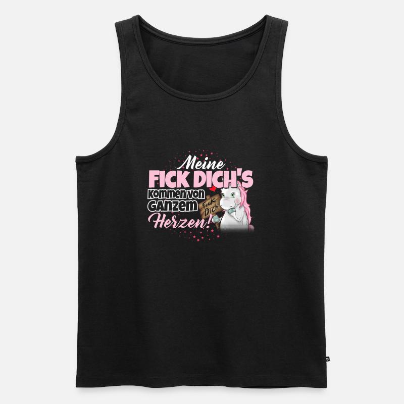 Einhorn - Fick Dich - Männer Premium Bio Tank Top - Schwarz
