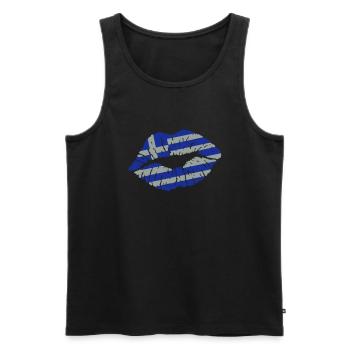 Kissing mouth (Grèce) - Débardeur bio Premium Homme - noir - Devant - Michal (187cm)