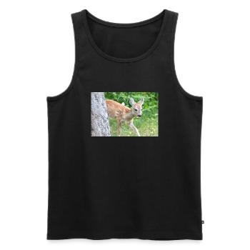 Fauve de cerf (Capreolus capreolus, cerf, faon, fauve) - Débardeur bio Premium Homme - noir - Devant - AI Model Male 178 light (178cm)