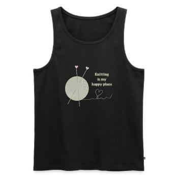 Stricken ist mein glücklicher Ort - Männer Premium Bio Tank Top - Schwarz - Vorne - AI Model Male 178 light (178cm)