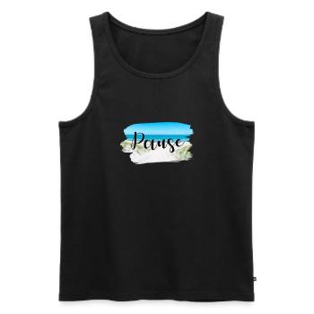 Pause Küste Sprüche Sommer Sonne Meer - Männer Premium Bio Tank Top - Schwarz - Vorne - AI Model Male 178 light (178cm)