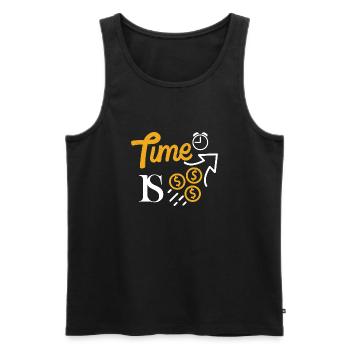 TIME IS MONEY - Men's Premium Organic Tank Top - black - Front - AI Model Male 178 light (178cm)