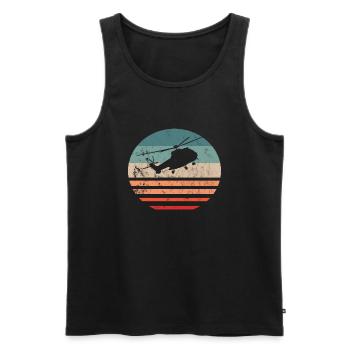 Helikopter Hubschrauber Vintage Pilot - Männer Premium Bio Tank Top - Schwarz - Vorne - Michal (187cm)