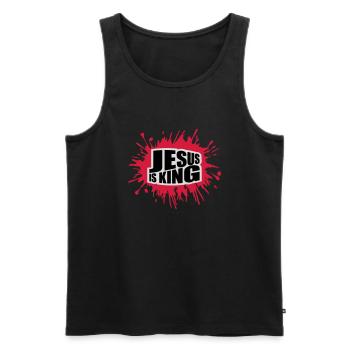 jesus is king Zitat - Männer Premium Bio Tank Top - Schwarz - Vorne - Michal (187cm)