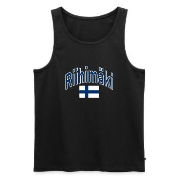 Riihimäki drapeau finlandais - Débardeur bio Premium Homme - noir - Devant - AI Model Male 178 light (178cm)