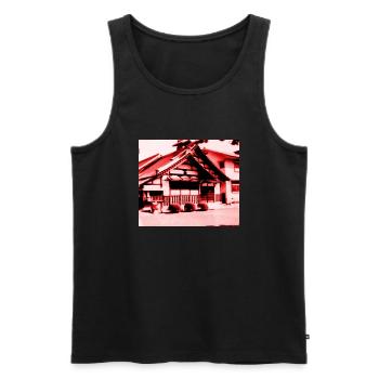 Temple in Nara, Japan. - Men's Premium Organic Tank Top - black - Front - AI Model Male 178 light (178cm)
