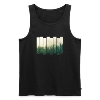 Conception de carreaux de la Forêt-Noire Arbre forestier de conifères moderne - Débardeur bio Premium Homme - noir - Devant - AI Model Male 178 light (178cm)