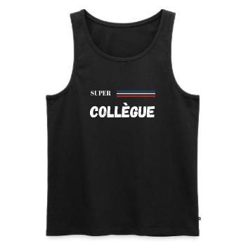 super collègue - t-shirt assorti - Débardeur bio Premium Homme - noir - Devant - AI Model Male 178 light (178cm)