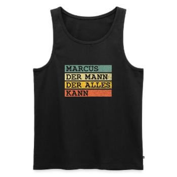 Der Mann Der Alles kann Marcus - Männer Premium Bio Tank Top - Schwarz - Vorne - AI Model Male 178 light (178cm)