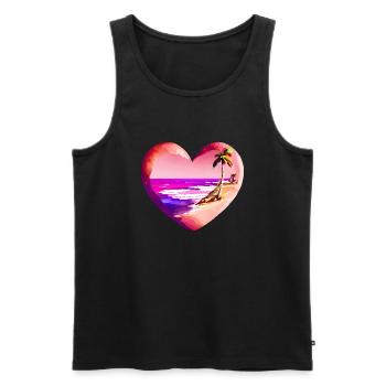 Strand Sonne Sommerurlaub Palme Insel Palmen - Männer Premium Bio Tank Top - Schwarz - Vorne - AI Model Male 178 light (178cm)