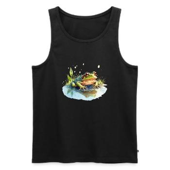 Grüne Grasfrösche machen ein lautstarkes Konzert - Männer Premium Bio Tank Top - Schwarz - Vorne - Michal (187cm)