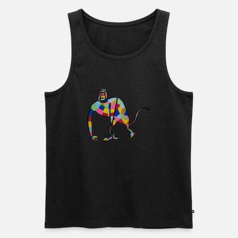 Bunter Affe - Männer Premium Bio Tank Top - Schwarz
