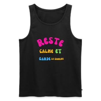 RESTE CALME ET GARDEZ LE SOURIRE - Débardeur bio Premium Homme - noir - Devant - Michal (187cm)