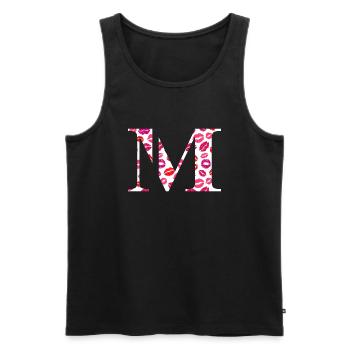 Lettre m bisous - Débardeur bio Premium Homme - noir - Devant - AI Model Male 178 light (178cm)