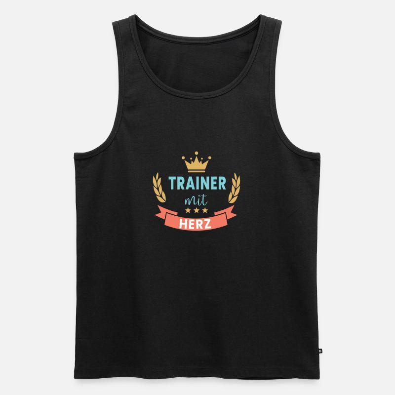 TRAINER MIT HERZ! Krone & Kranz - Männer Premium Bio Tank Top - Schwarz