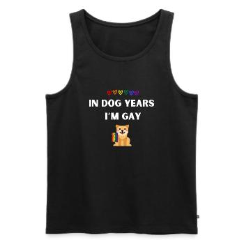 In dog years I’m gay - Männer Premium Bio Tank Top - Schwarz - Vorne - AI Model Male 178 light (178cm)