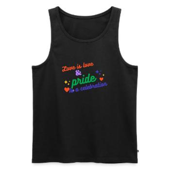 Love is love and pride is a celebration - Men's Premium Organic Tank Top - black - Front - AI Model Male 178 light (178cm)