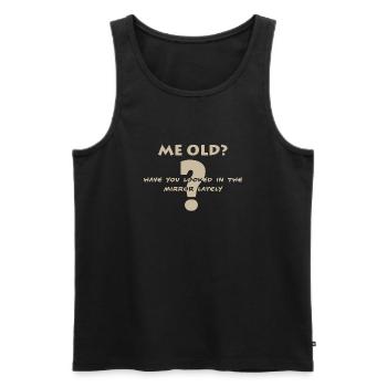 Lustiger Spruch - Ich alt? Hast Du mal im Spiegel - Männer Premium Bio Tank Top - Schwarz - Vorne - AI Model Male 178 light (178cm)