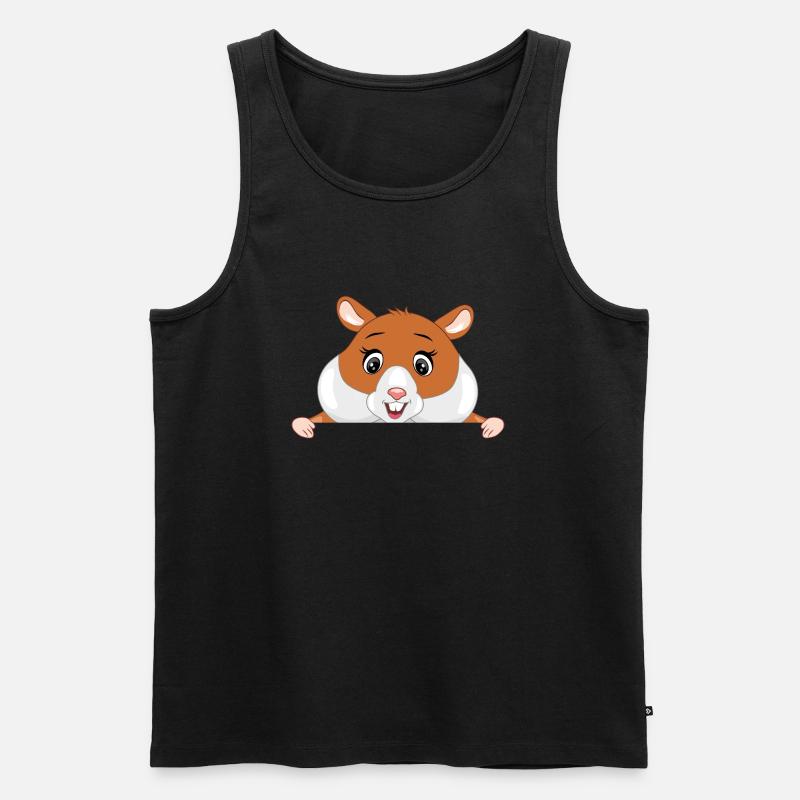 Glücklicher spähender Hamster - Männer Premium Bio Tank Top - Schwarz