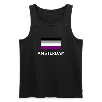Asexuality Pride Flag Amsterdam - Men's Premium Organic Tank Top - black - Front - Michal (187cm)