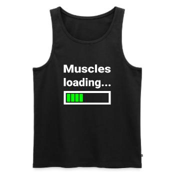 Muscles Are Loaded Funny Shirt For Sports - Men's Premium Organic Tank Top - black - Front - Michal (187cm)