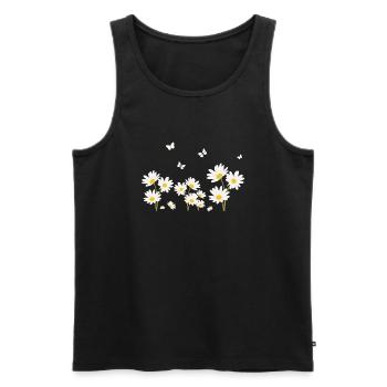 Flowers, Daisies and Butterflies - Men's Premium Organic Tank Top - black - Front - Michal (187cm)
