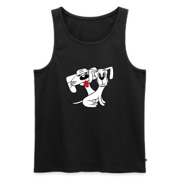 2 Dogs Looking Funny Funny Silly Sitting Cool - Men's Premium Organic Tank Top - black - Front - AI Model Male 178 light (178cm)