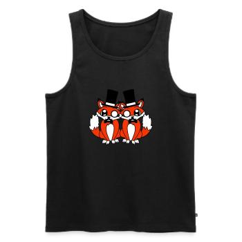 2 Foxes Friends Top Hat Men's Monocle Glasses - Men's Premium Organic Tank Top - black - Front - Michal (187cm)