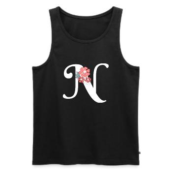 Buchstabe n Minimalistische Blumen - Männer Premium Bio Tank Top - Schwarz - Vorne - Michal (187cm)