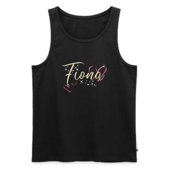 Fiona Nom Prénom Calligraphie coeur - Débardeur bio Premium Homme - noir - Devant - AI Model Male 178 light (178cm)