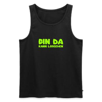 Bin da - Kann losgehen - Männer Premium Bio Tank Top - Schwarz - Vorne - AI Model Male 178 light (178cm)