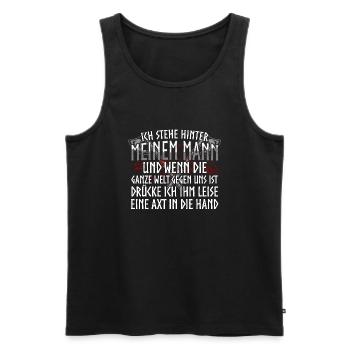 Mein Mann - Männer Premium Bio Tank Top - Schwarz - Vorne - AI Model Male 178 light (178cm)