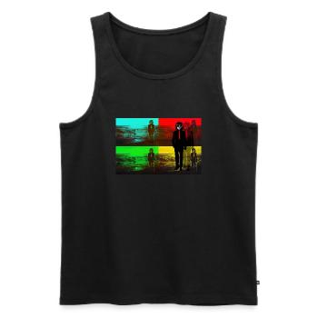 beach pop art - Männer Premium Bio Tank Top - Schwarz - Vorne - AI Model Male 178 light (178cm)