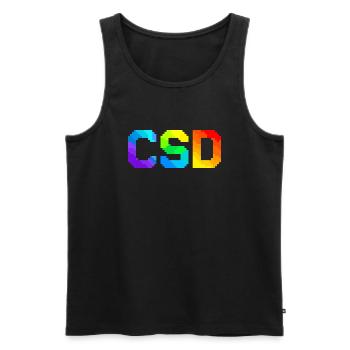 CSD - Pixel Pride Flag - Männer Premium Bio Tank Top - Schwarz - Vorne - AI Model Male 178 light (178cm)