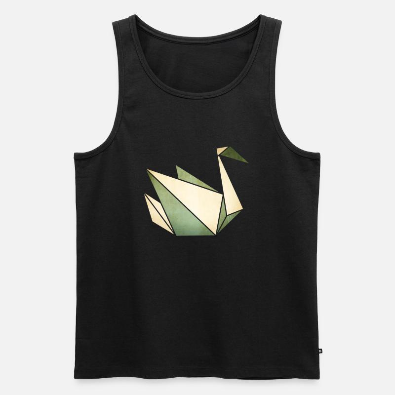 Origami: stolzer Schwan (Pergament-Optik) - Männer Premium Bio Tank Top - Schwarz