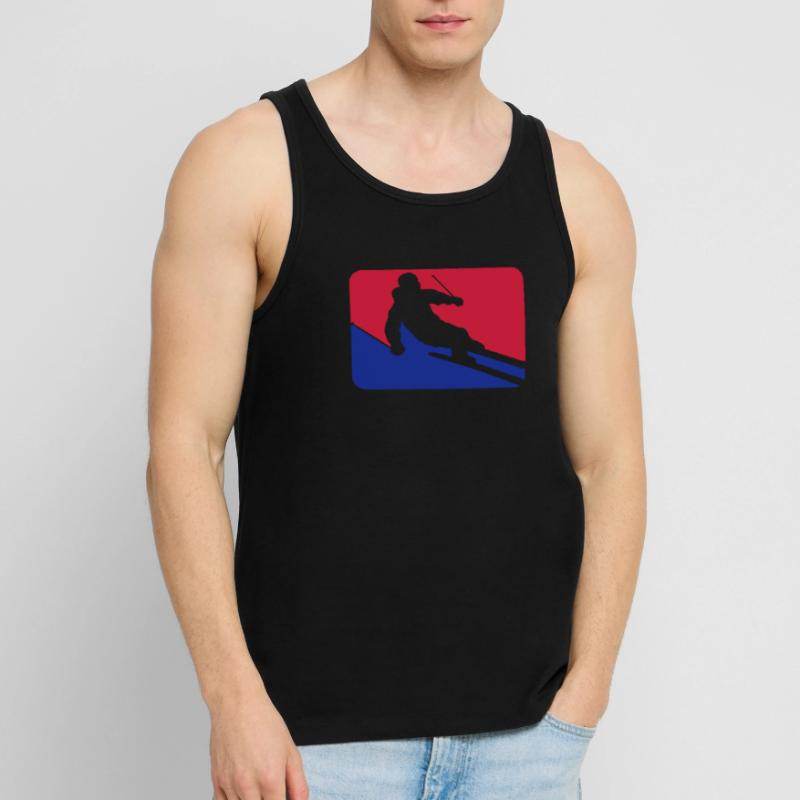 button frame shield ski drive down mountain winter Men's Premium Organic Tank Top