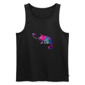 Chamäleon, chamelion bunt, fliege fangen - Männer Premium Bio Tank Top - Schwarz - Vorne - Michal (187cm)